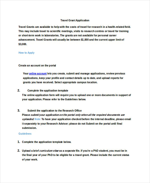 Grant Application Templates 8 Free Word PDF Download