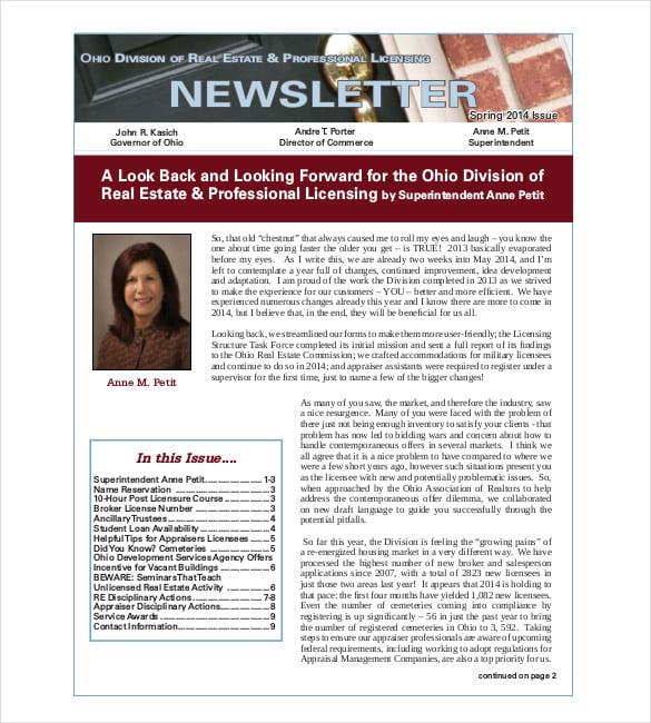real estate newsletters for agents