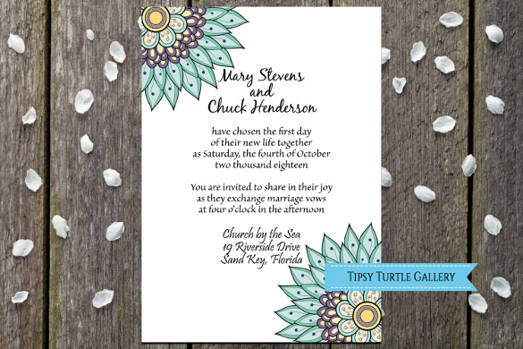 printed wedding invitation