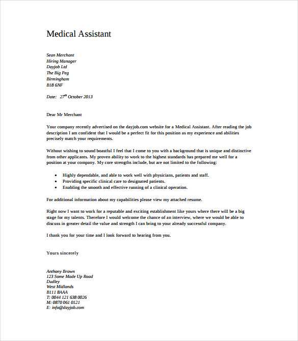 Medical Assistant Cover Letter