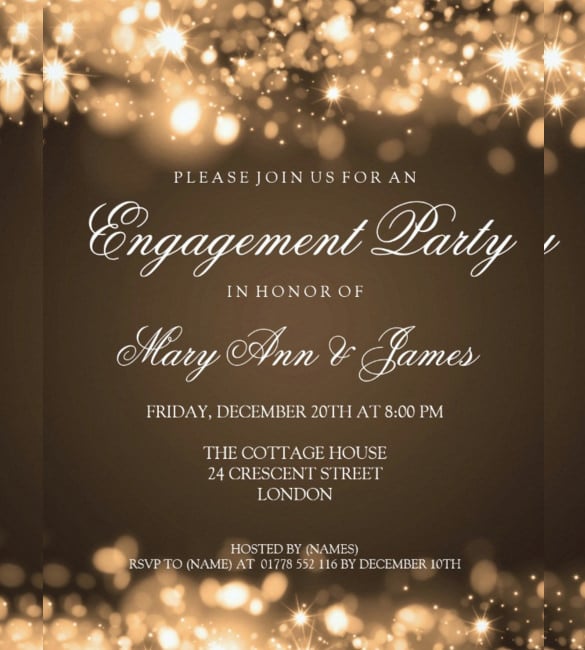 wedding engagement party invitation in sparkling light