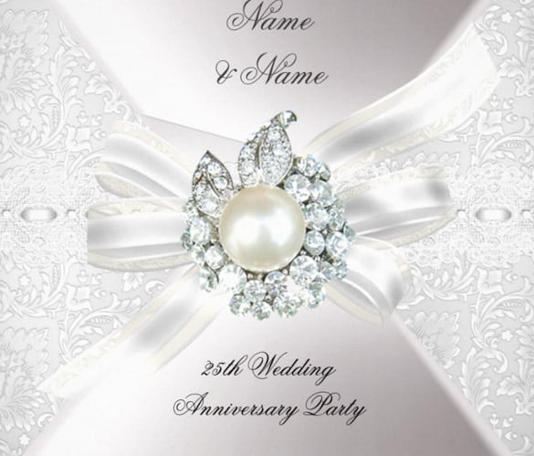 th wedding anniversary party lace pearl white invitation