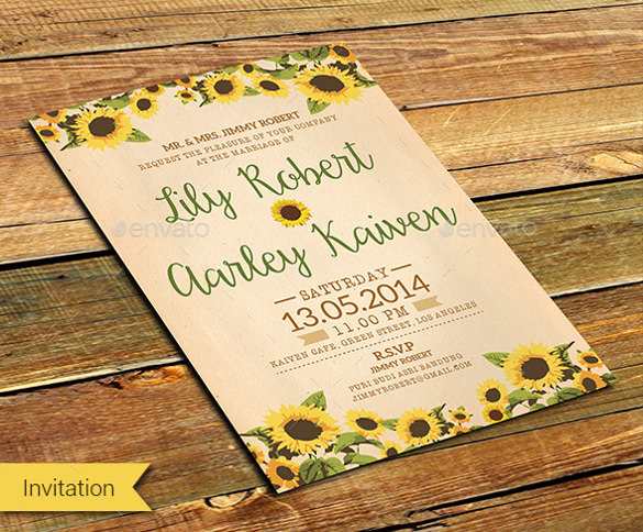 22 Sunflower Wedding Invitation Templates PSD AI Word InDesign Pages