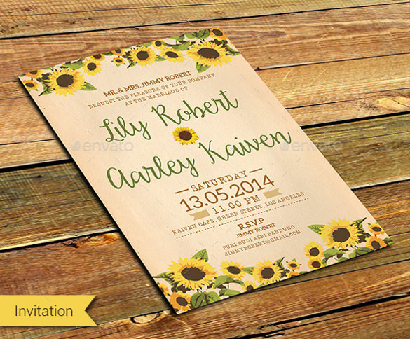 22 Sunflower Wedding Invitation Templates Psd Ai Word Indesign Pages