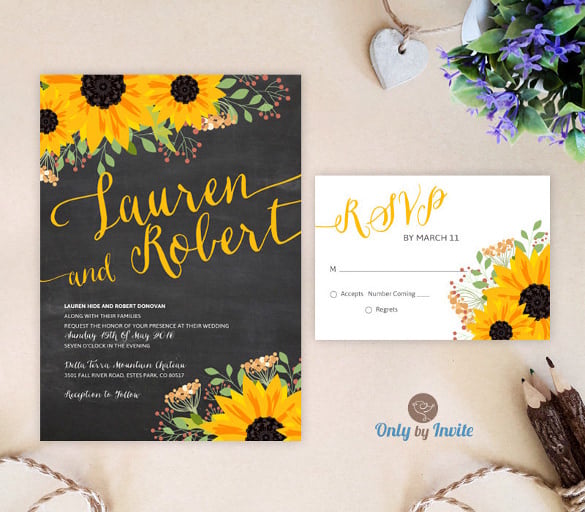rustic sunflowers wedding invitation template