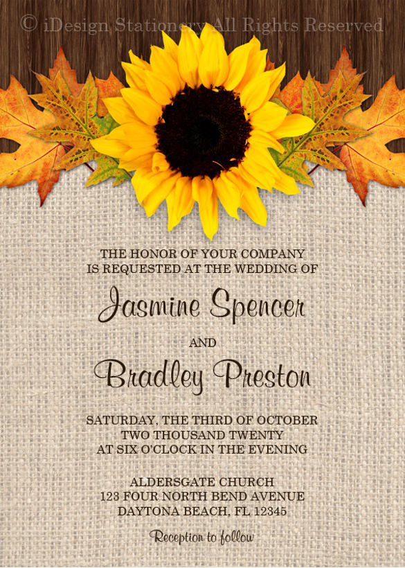 22+ Sunflower Wedding Invitation Templates PSD, AI, Word, InDesign, Pages