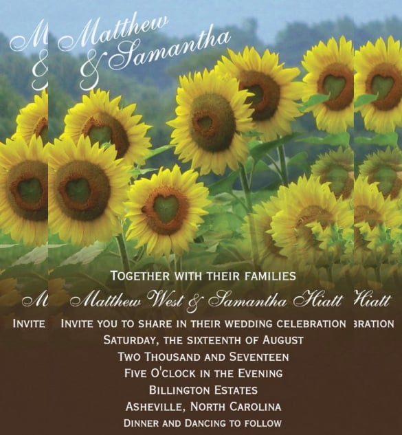 sunflowers photo wedding invitation template