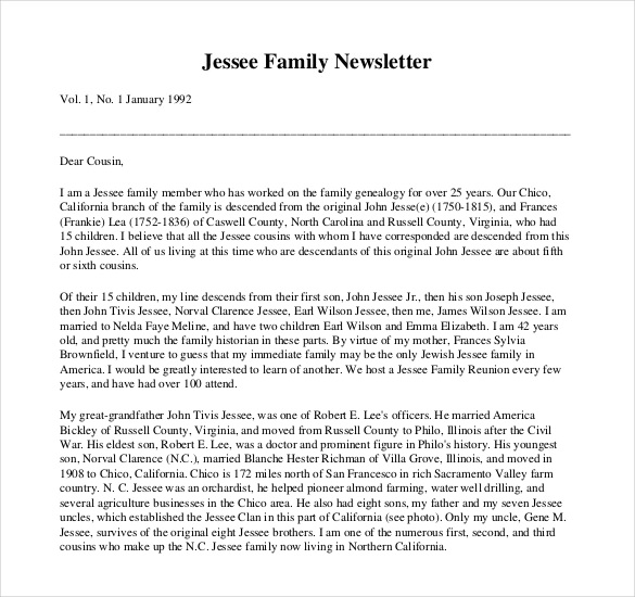 12+ Family Newsletter Template - Free PSD, PDF Documents Download