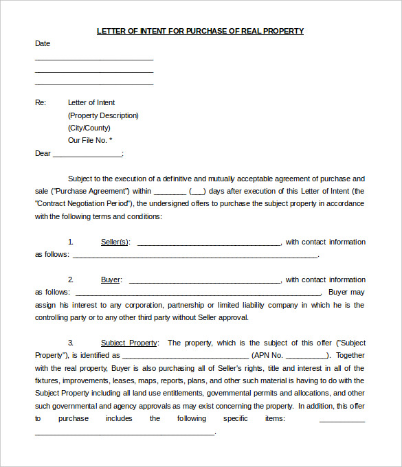 Image 9 for Letter Of Intent For Real Estate Purchase Template