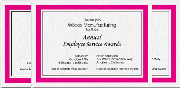 hot pink bordered shimmery white invitation for awards