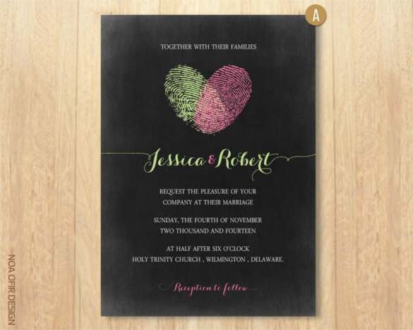 heart printed chalkboard wedding invitation template