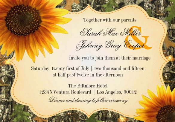 16+ Sunflower Wedding Invitations - PSD, JPG, Word, AI | Free & Premium