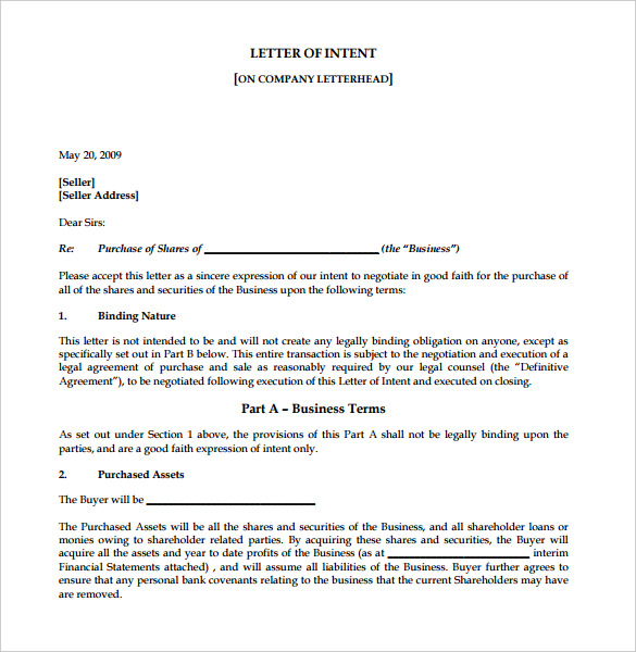 15+ Business Letter of Intent - Word, PDF | Free & Premium Templates