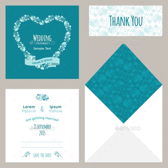 blue wedding templates invitation card