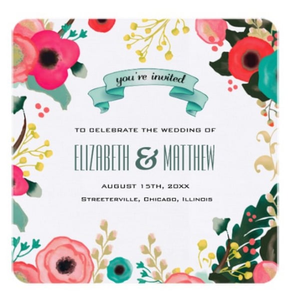modern floral design wedding invitations