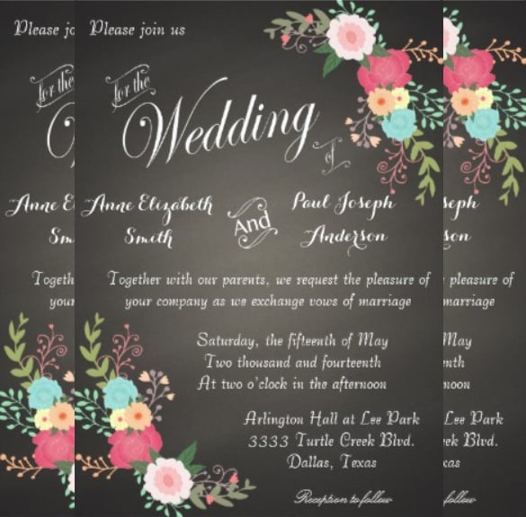 chalkboard floral wedding invitation
