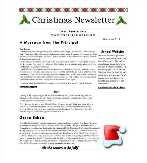 christmas newsletter templates free
