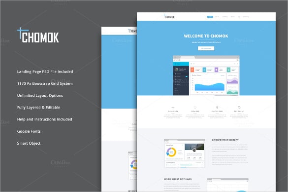 creative material landing page psd template