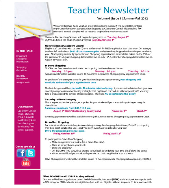 teacher classroom newsletter