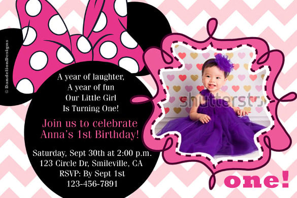 minnie mouse girl birthday invitation template for every