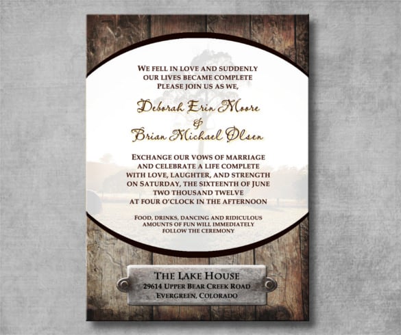 printable rustic western wedding invitation