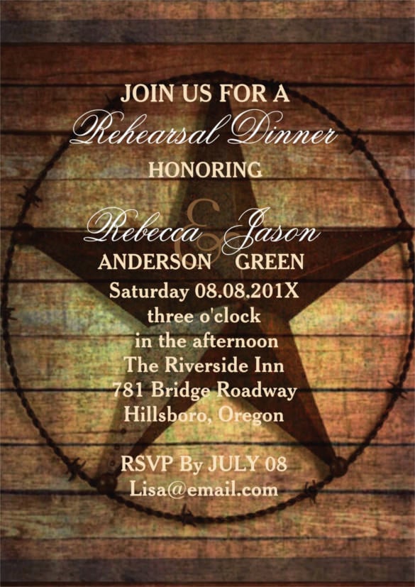 rustic texas star western wedding invitation