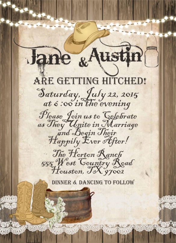 western rustic and lace wedding invitation