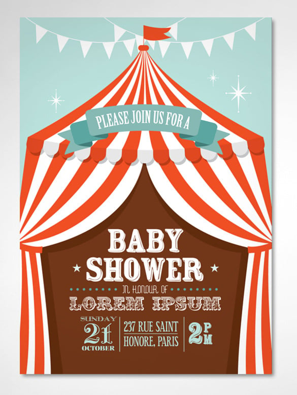 red circus tent baby shower template