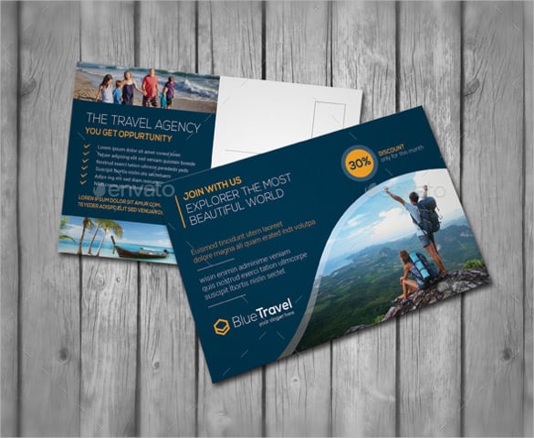simple and elegant travel advertising postcard template