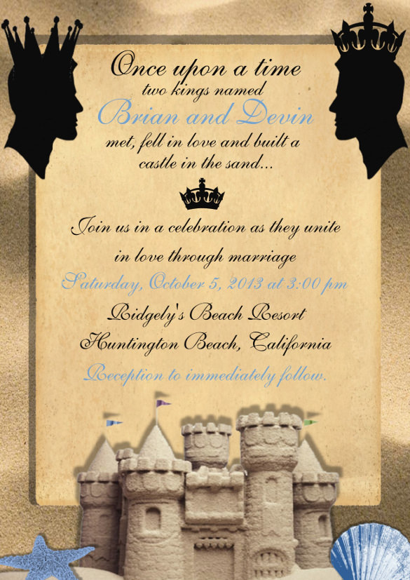 two kings custom gay wedding invitations template