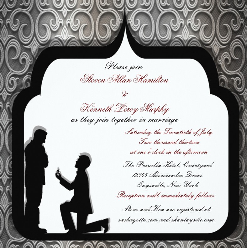 grooms proposal gay wedding invitation 788x