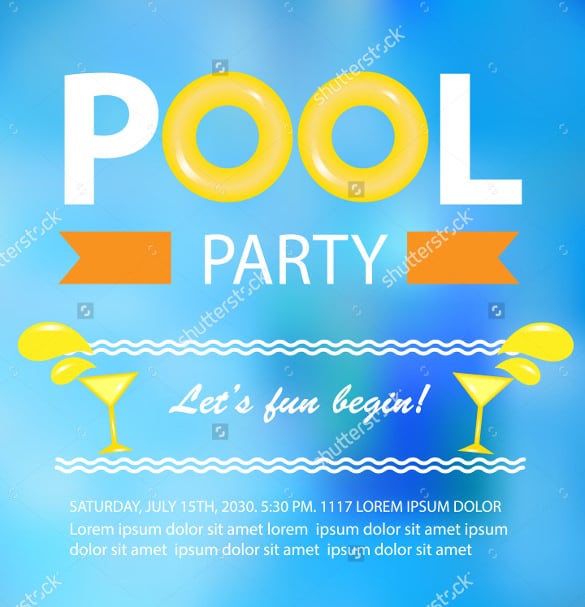 pool or beach party invitation card vector