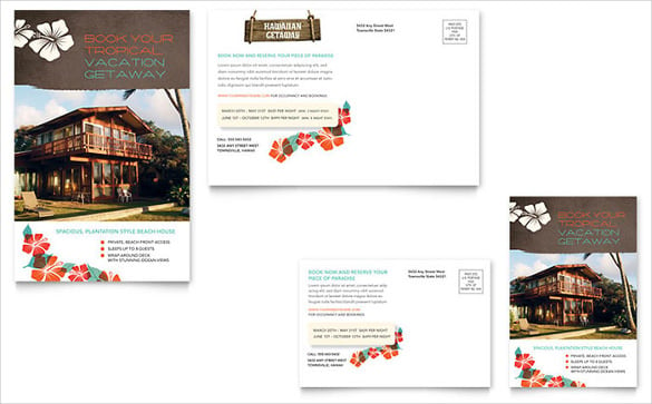 vacation rental powerpoint postcard template