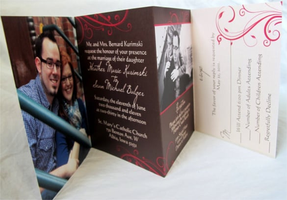 heather and sean accordion tri fold wedding invitation