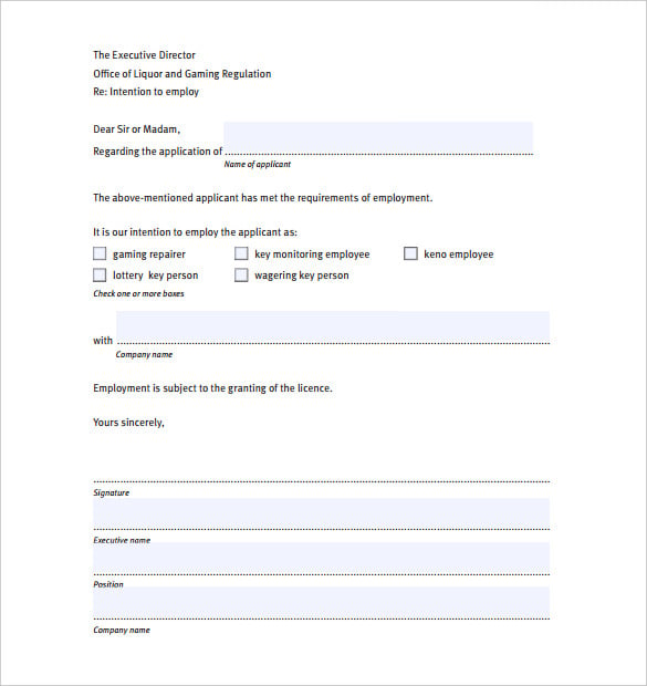 simple letter of intent sample employment for government pdf