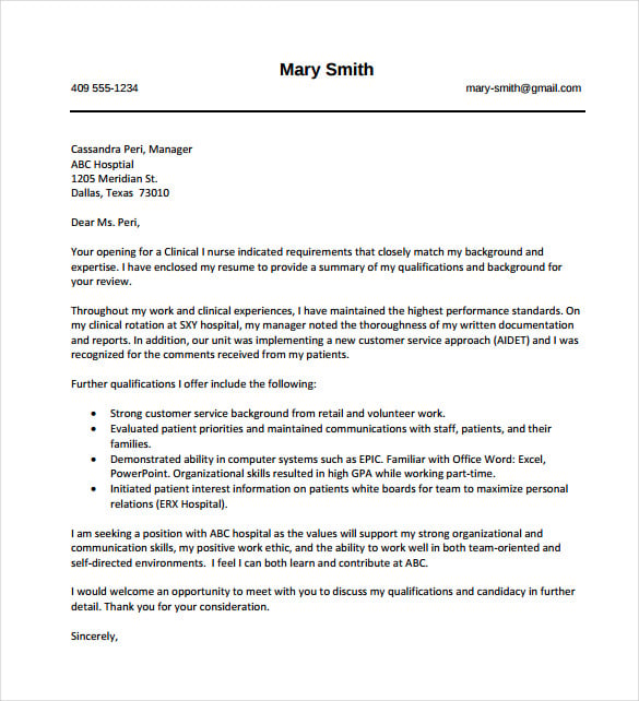 8+ Nursing Cover Letter Templates - Free Sample,Example ...