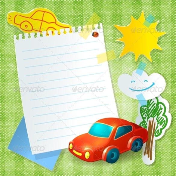 toy car blank postcard template in vector eps