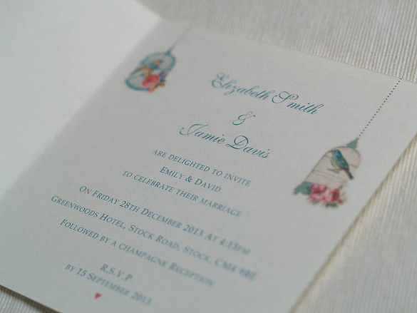 folded vintage blossom wedding party invitation
