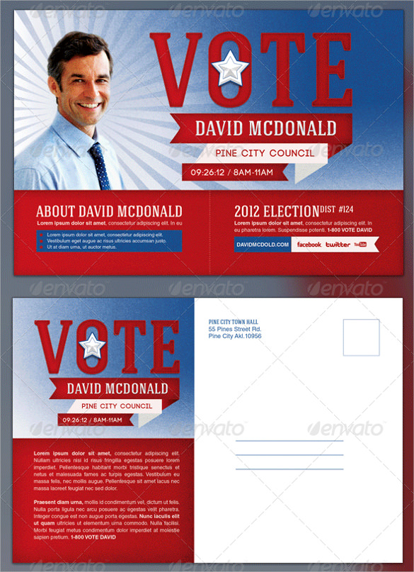 political election postcard template for voting