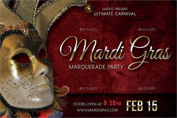 mardi gras carnival party event postcard