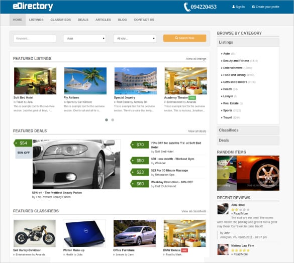 classified directory listing bootstrap website template