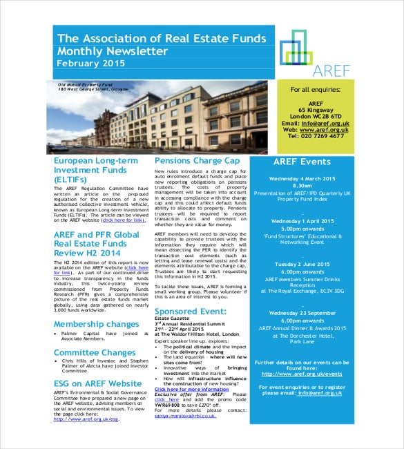 real estate monthly newsletter