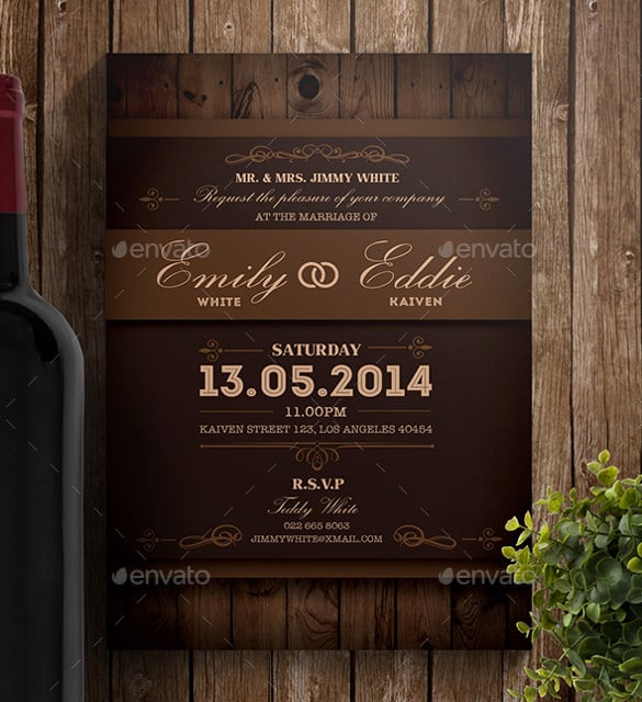 bridal brown wedding invitation wording template