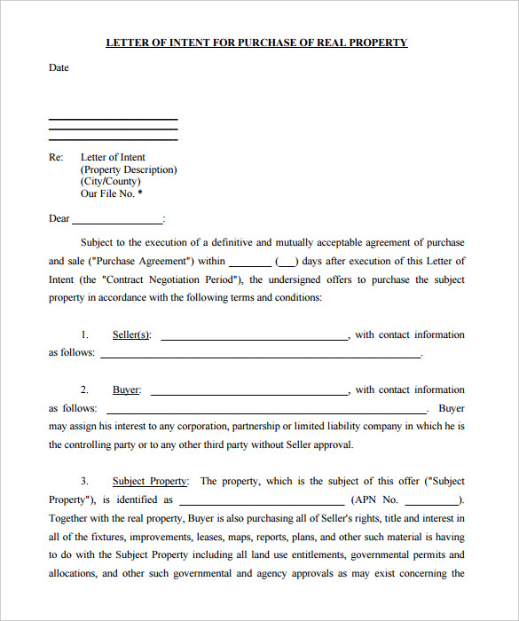 15+ FREE Real Estate Letter Of Intent Templates - Free Sample, Example ...