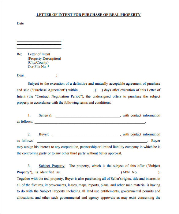 15 Free Real Estate Letter Of Intent Templates Free Sample Example Format Download