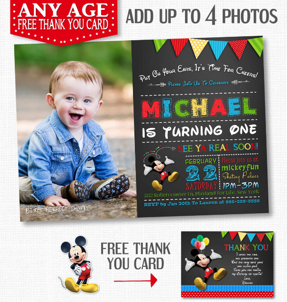 mickey mouse birthday invitation chalkboard invitation