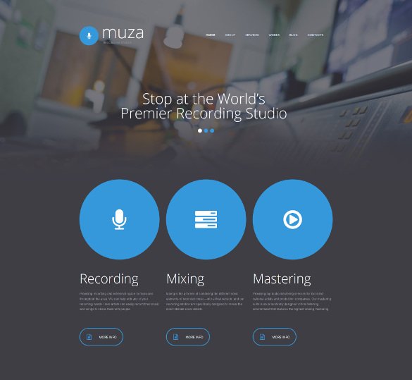 recording studio responsive moto cms 3 admin panel