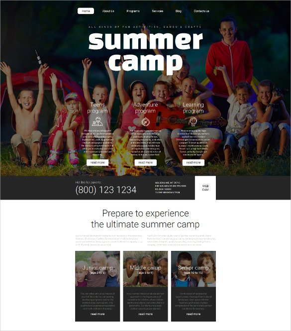 summer camp responsive moto cms 3 template1