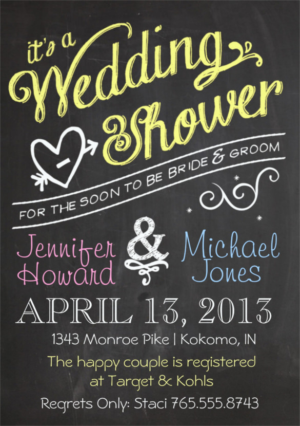 chalkboard couples wedding shower invitation template