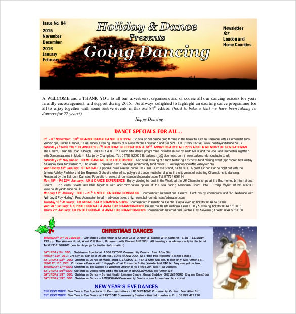 holiday and dance newsletter